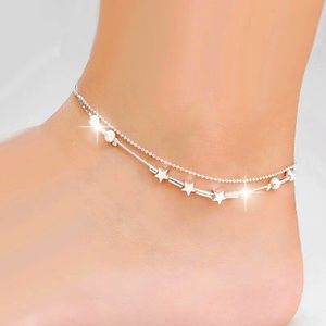 Star Beads Sterling Silver Multi-strand Anklet Ankle Bracelet Beautiful!!